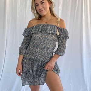 Rebecca Minkoff Blue Floral Dexter Ruffle Dress